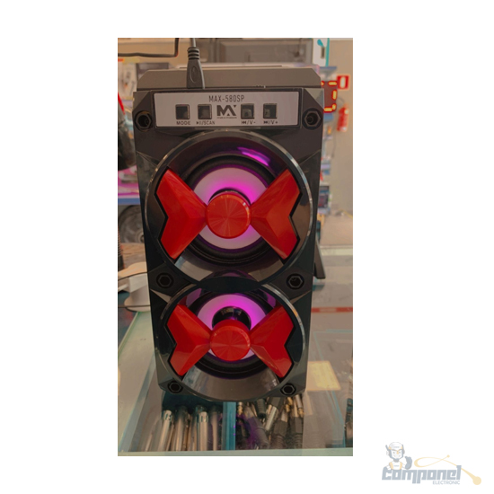 Caixa De som bluetooth FM e USB Portatil Vermelho Max-580sp
